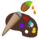 Pixel Art Paint brush and paint palette